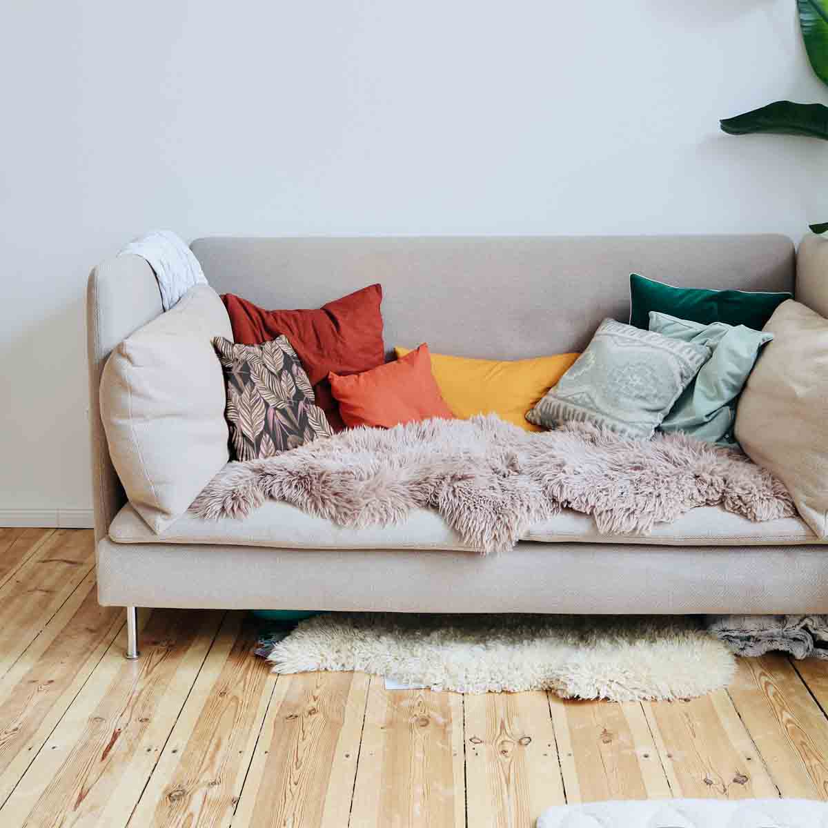 Coussin de santé noir avec feuilles violettes