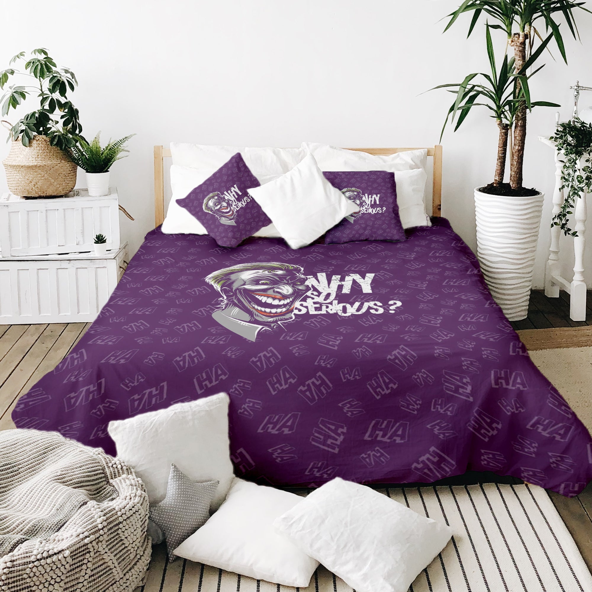 Couverture Thérapeutique Originale TD - Ensemble de Literie en Coton Violet Why So Serious?