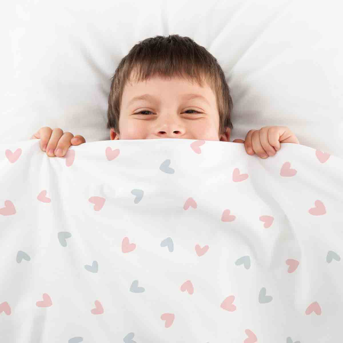 Couette thérapeutique Ensemble de literie blanc avec petits cœurs