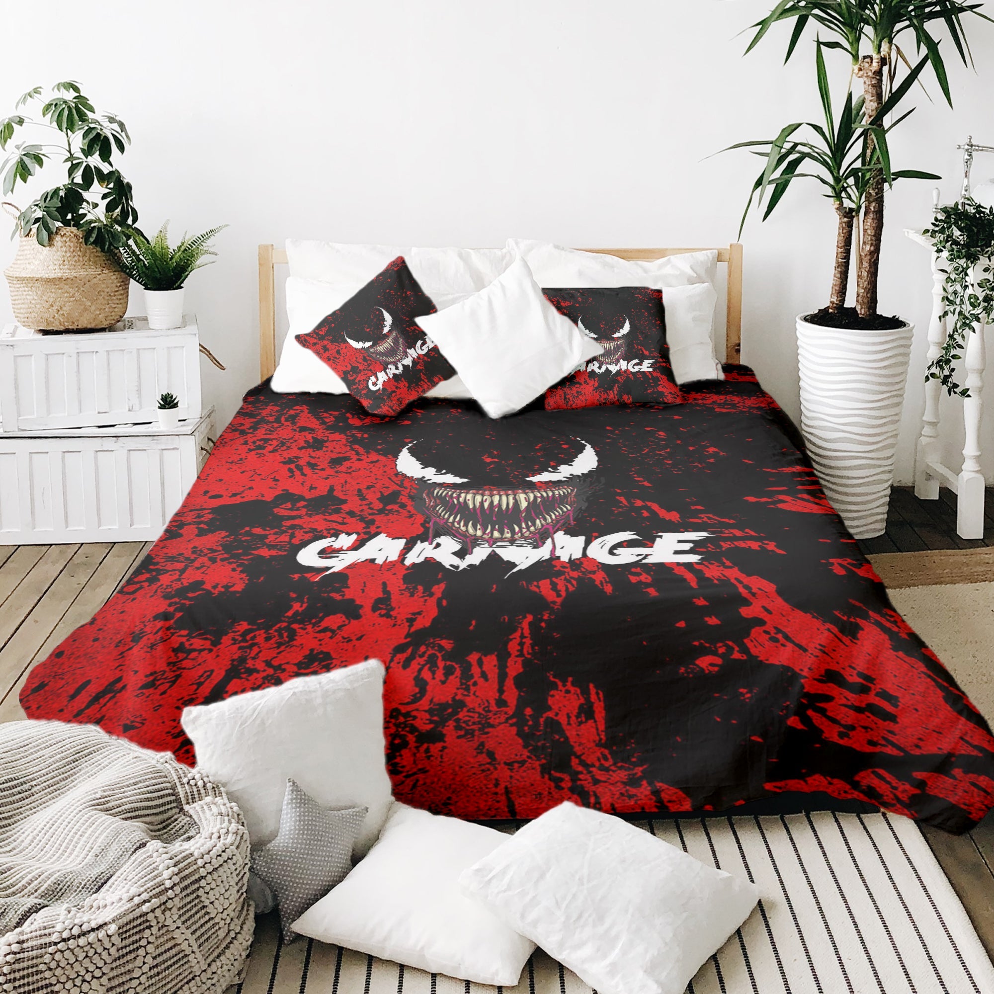 Couverture thérapeutique originale - Housse en coton noire visage de joker