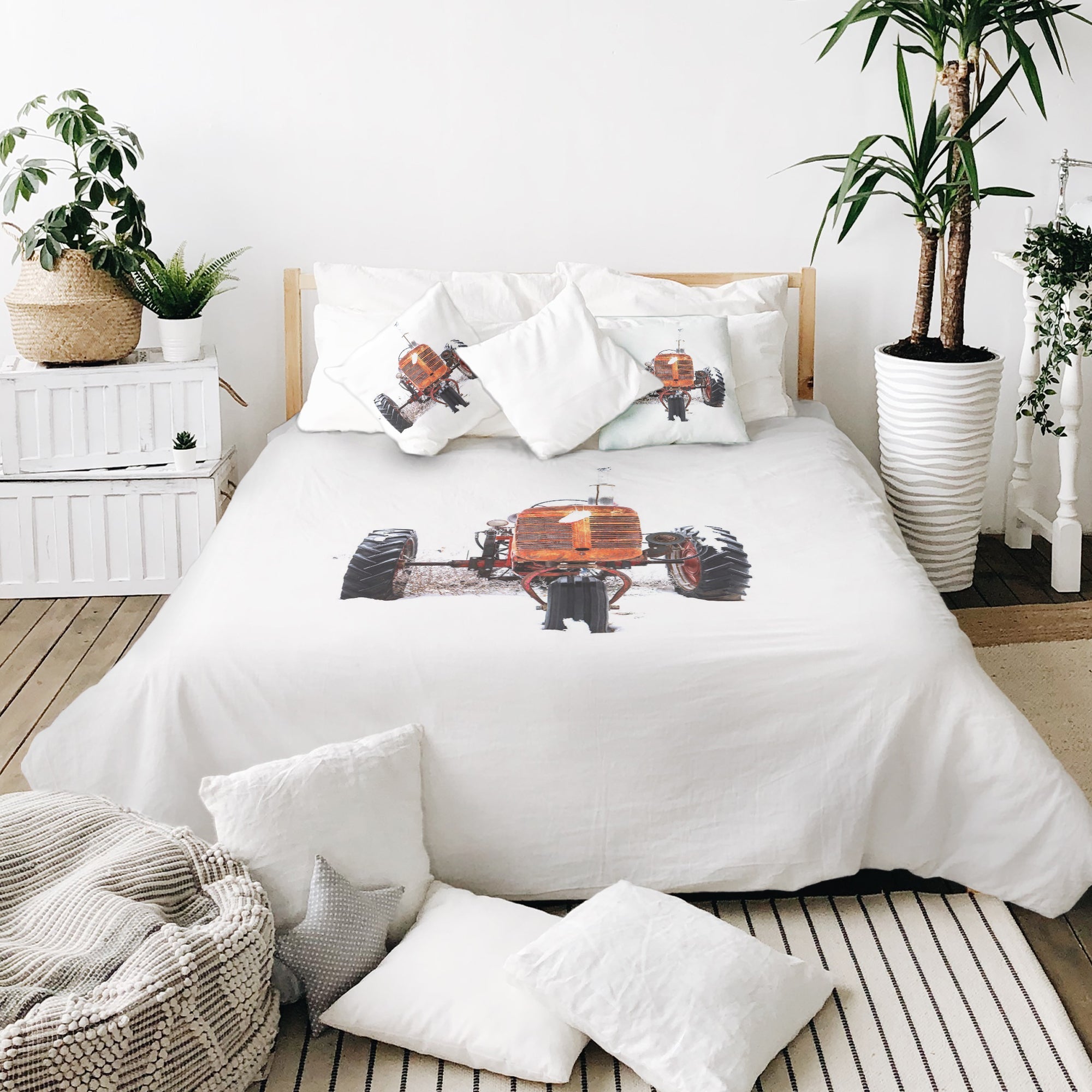 Couverture thérapeutique originale - Housse en coton Tracteur en orange