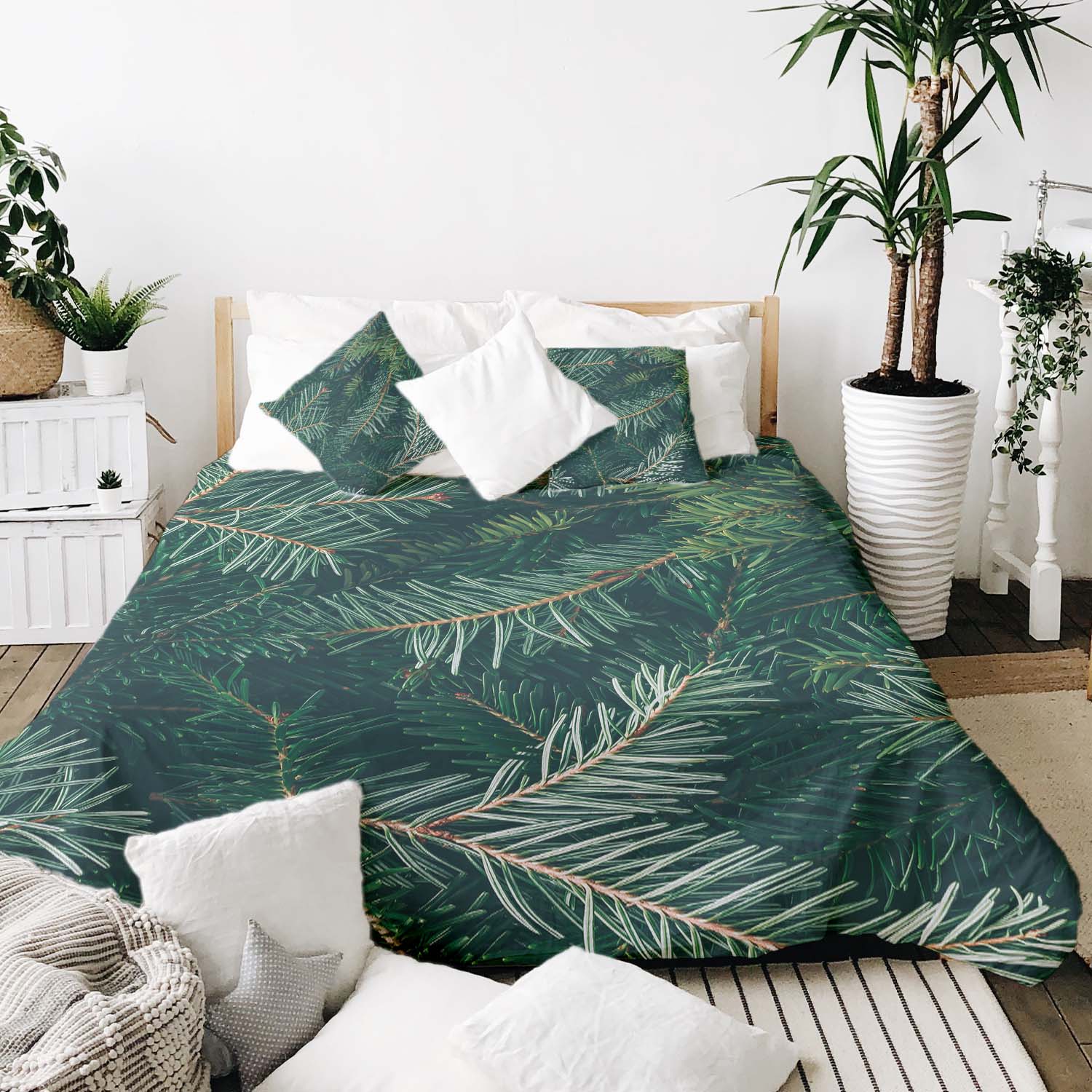 Set de linge de lit Therapiedecnen avec des branches de sapin vertes