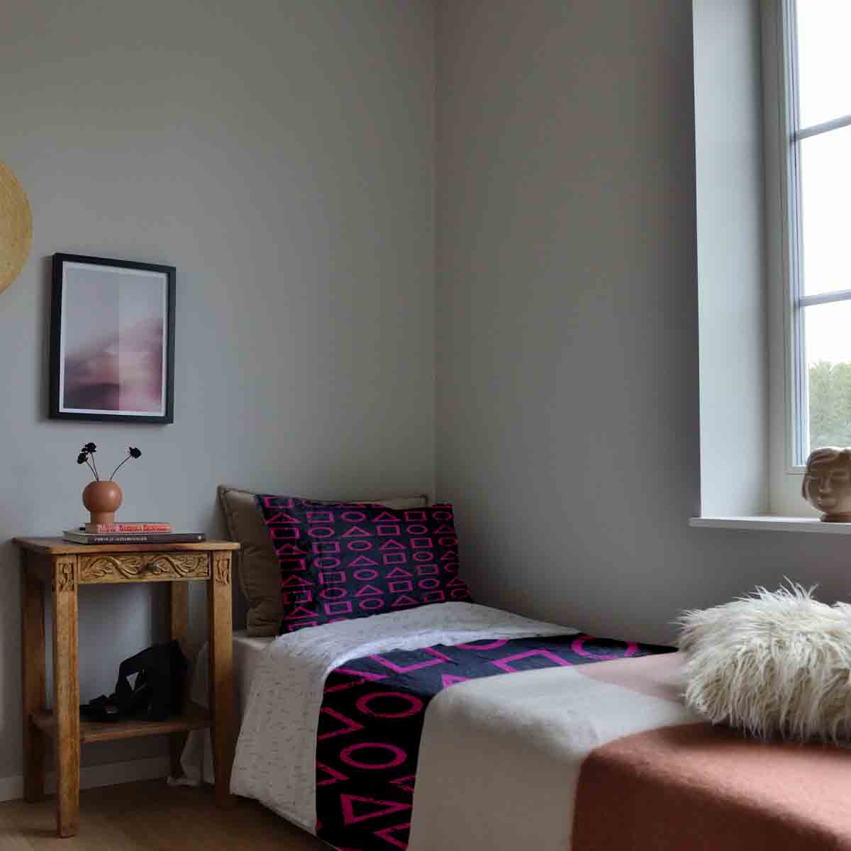 Couverture thérapeutique originale - Housse en coton rose Formes Dalgona