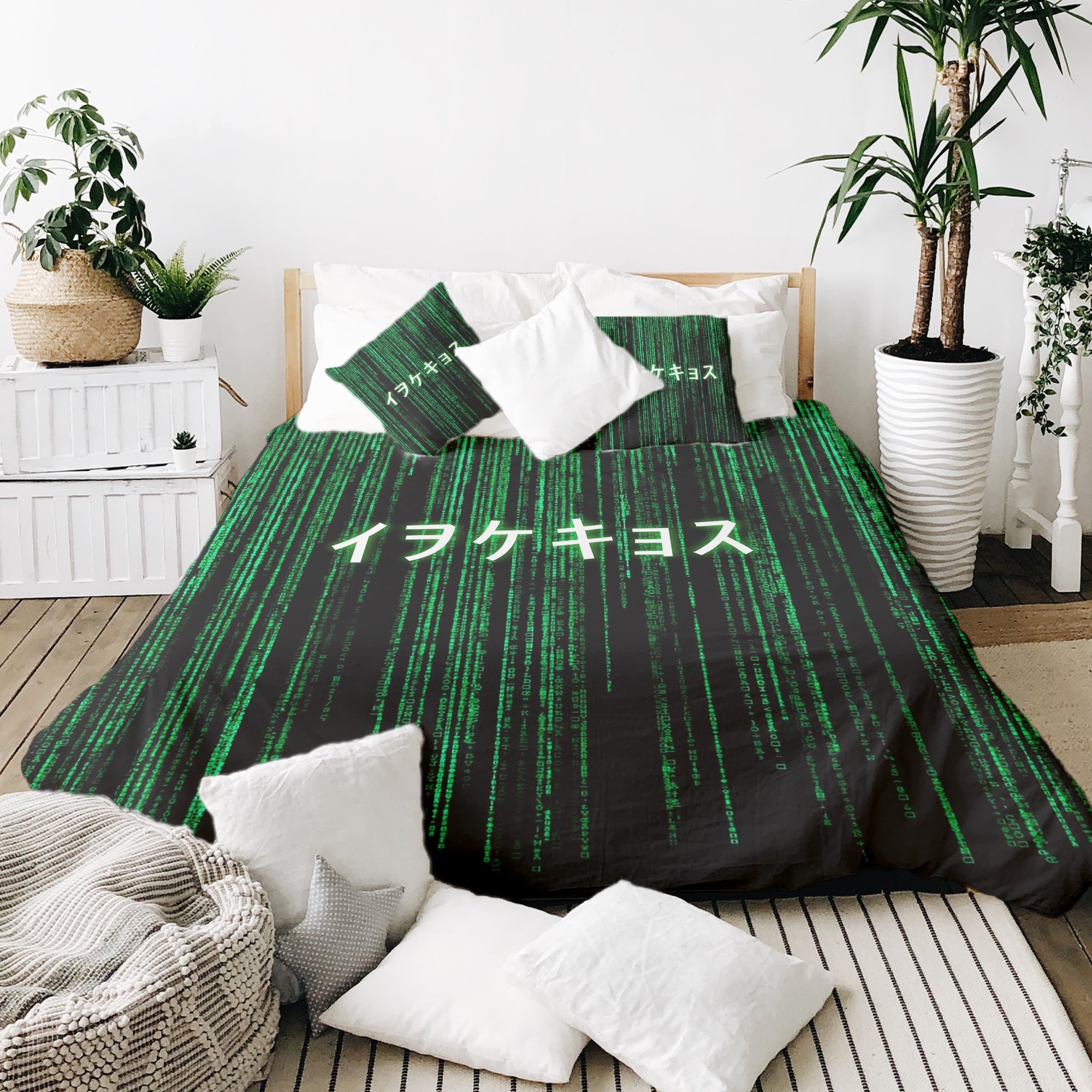 Couverture Thérapeutique Originale TD - Ensemble de Literie en Coton Vert Code Matrix