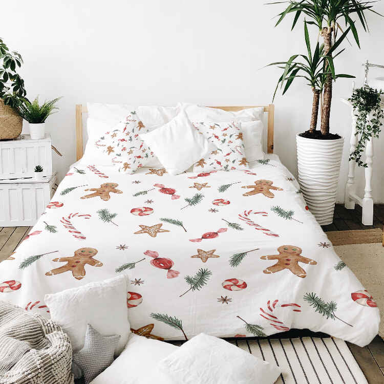 Couverture thérapeutique Ensemble de linge de lit blanc Temps de Noël