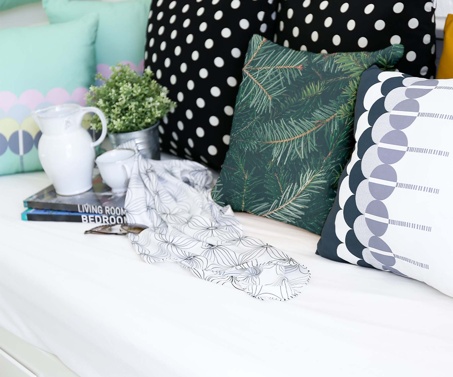 Coussin de santé avec des branches de sapin vertes