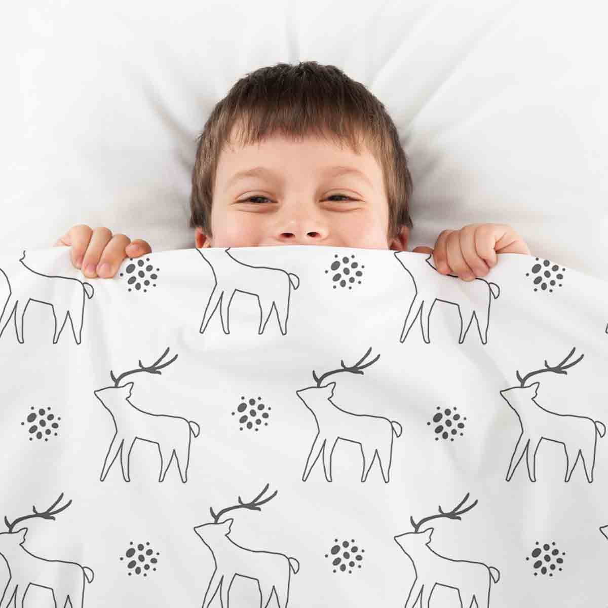 Original Therapiedecke - Ensemble de literie en coton Blanc avec cerf