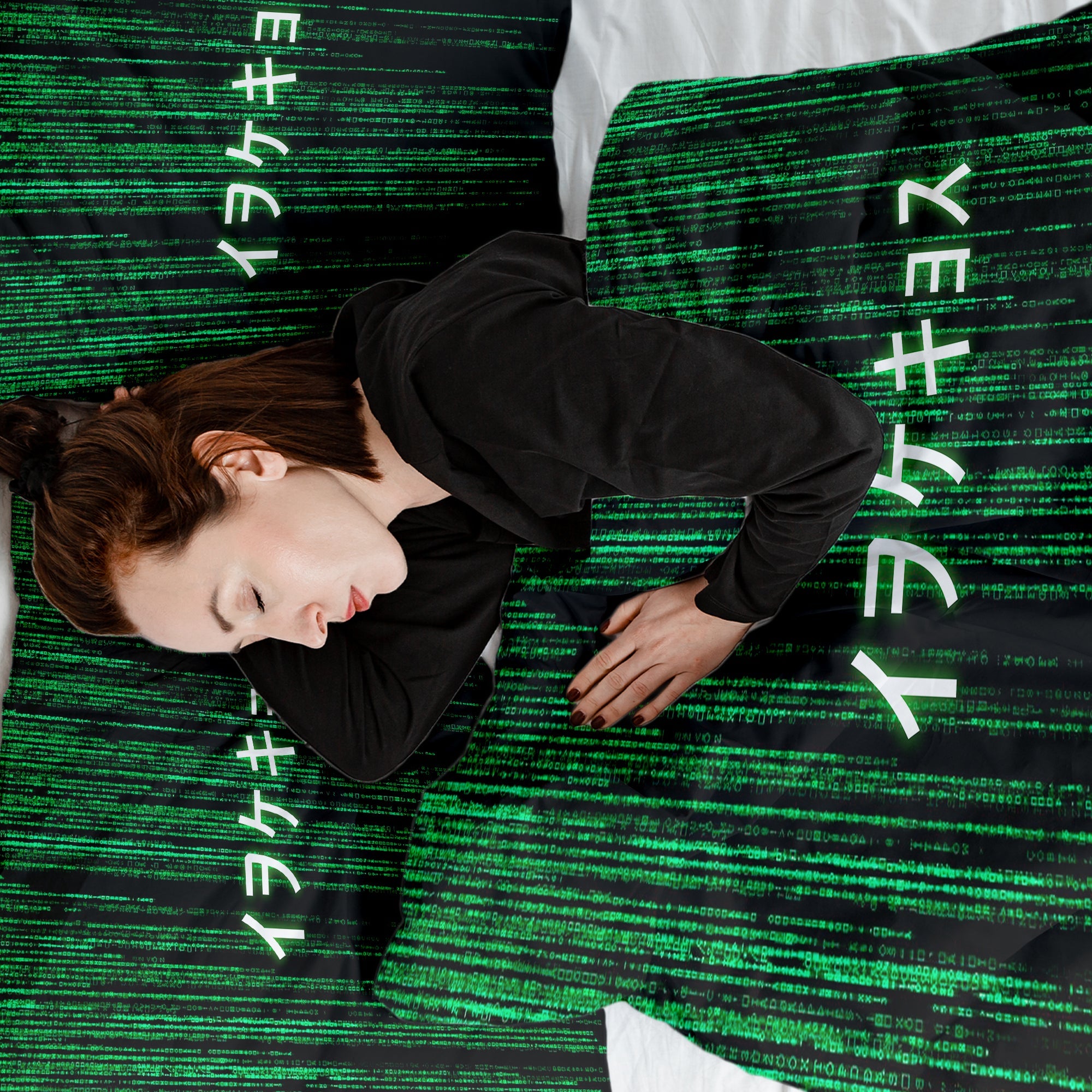 Couverture Thérapeutique Originale TD - Ensemble de Literie en Coton Vert Code Matrix
