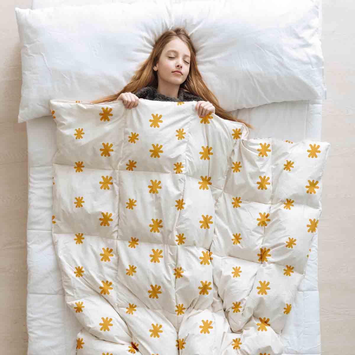 Original Therapiedecke - Ensemble de literie en coton Fleurs jaunes