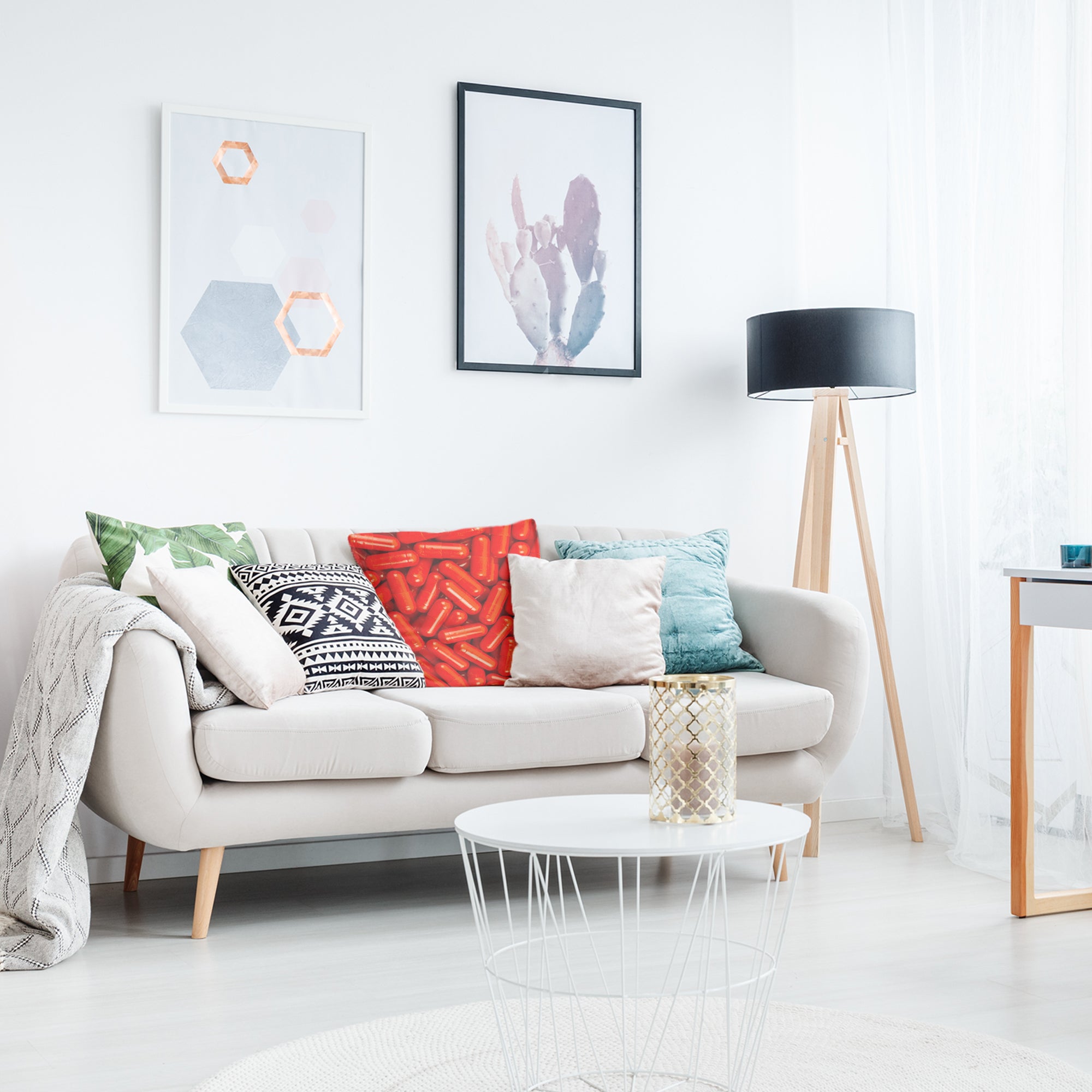 Coussin de santé rouge comprimés