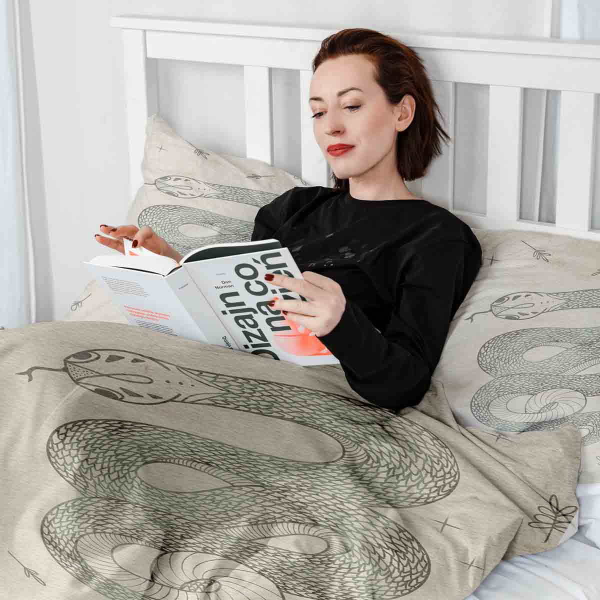 Original Therapiedecke - Ensemble de literie en coton beige avec serpent