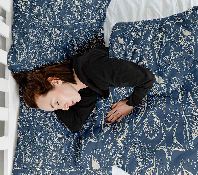 Original Therapiedecke - Ensemble de literie en coton Bleu avec coquillages