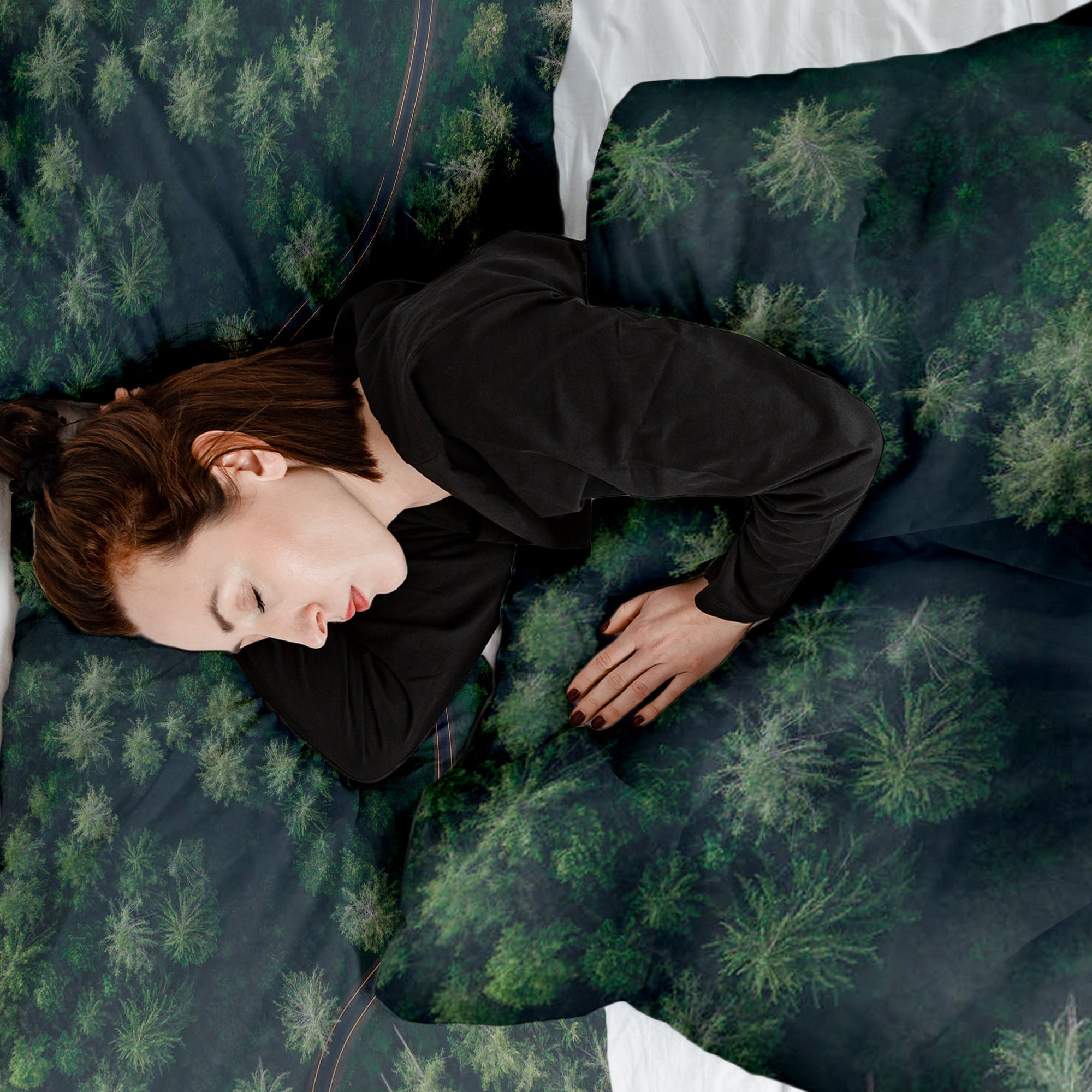 Couverture Thérapeutique Originale TD - Ensemble de Literie en Coton Route en Forêt