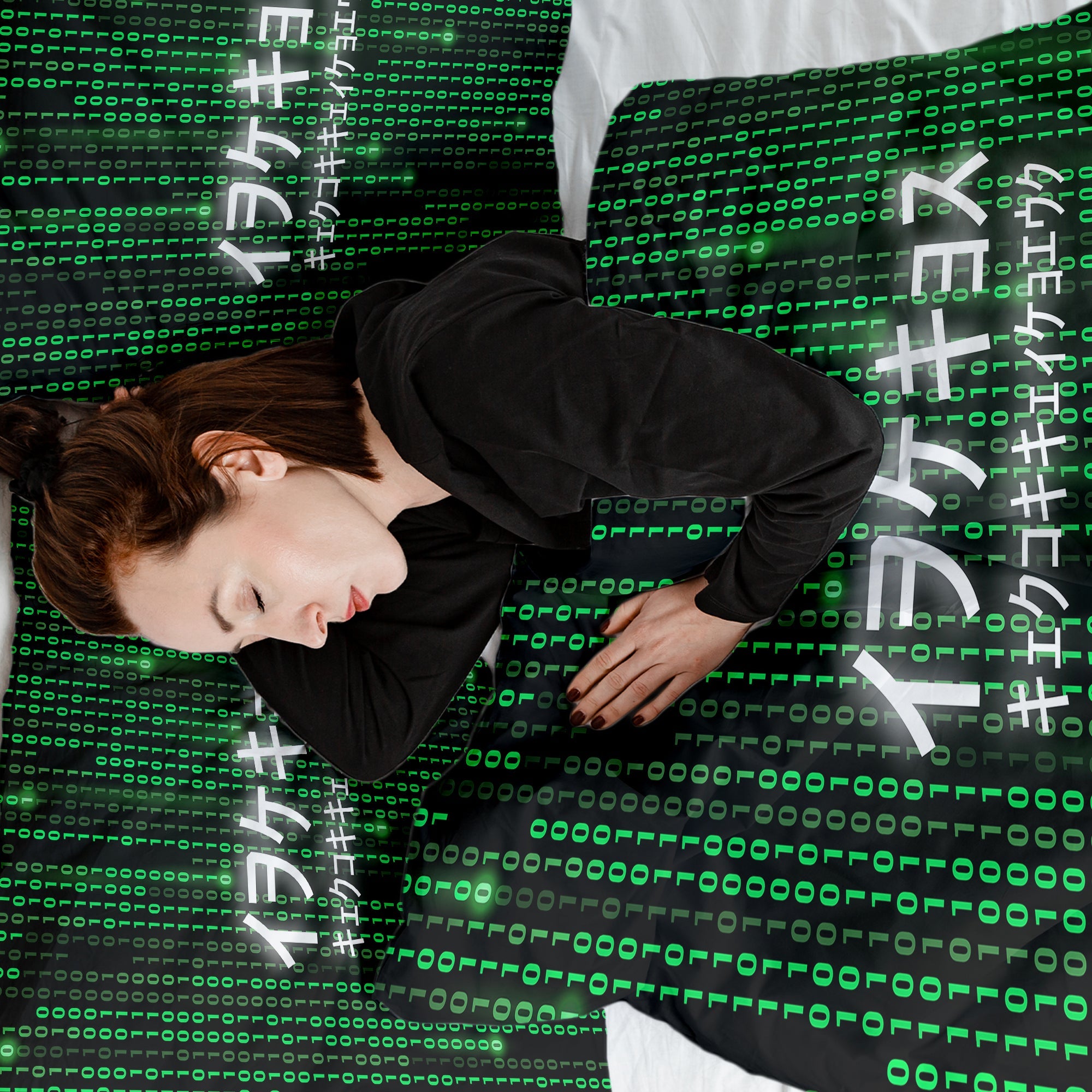 Couverture Thérapeutique Originale TD - Ensemble de Literie en Coton Vert The Matrix
