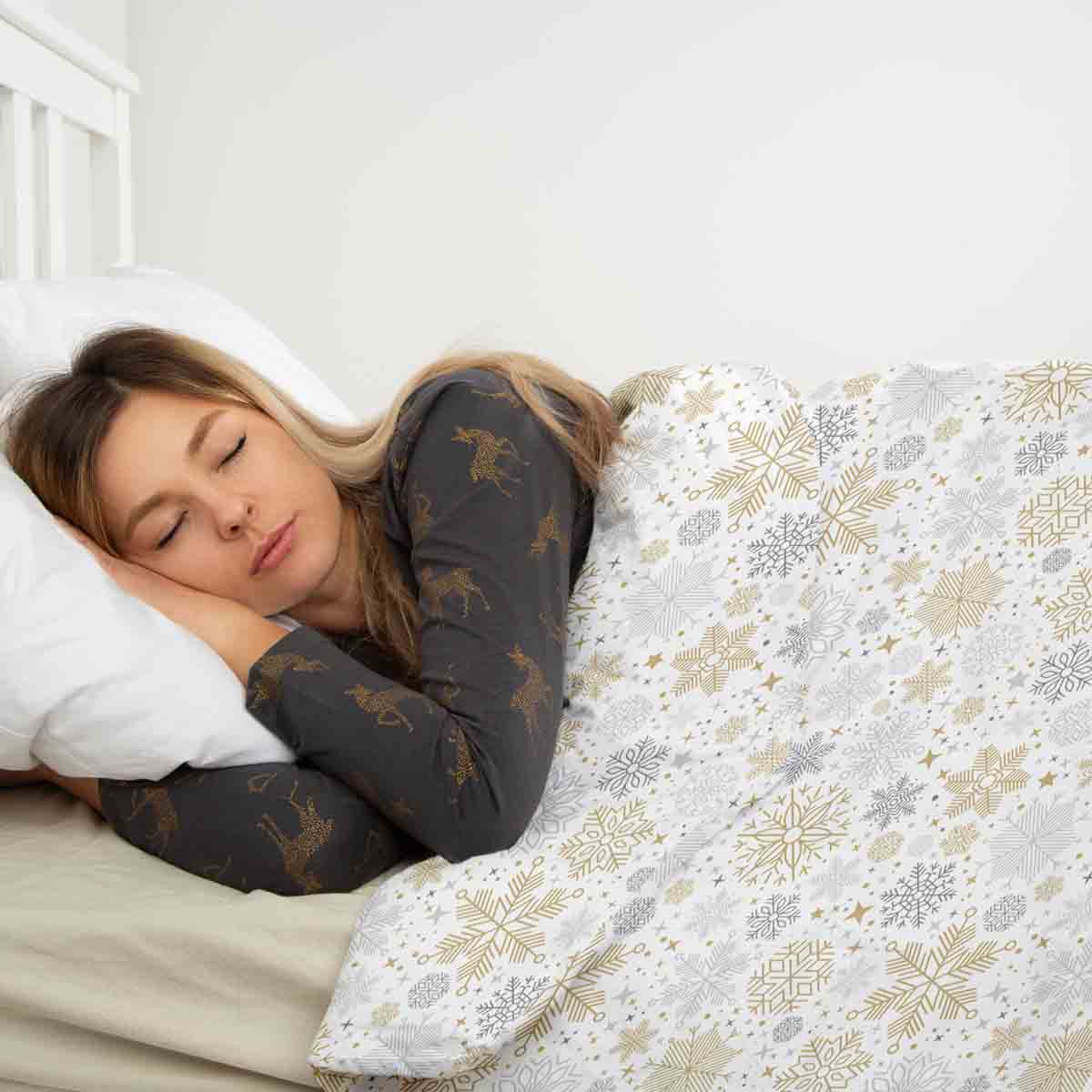 Ensemble de literie avec couverture thérapeutique tempête de neige claire
