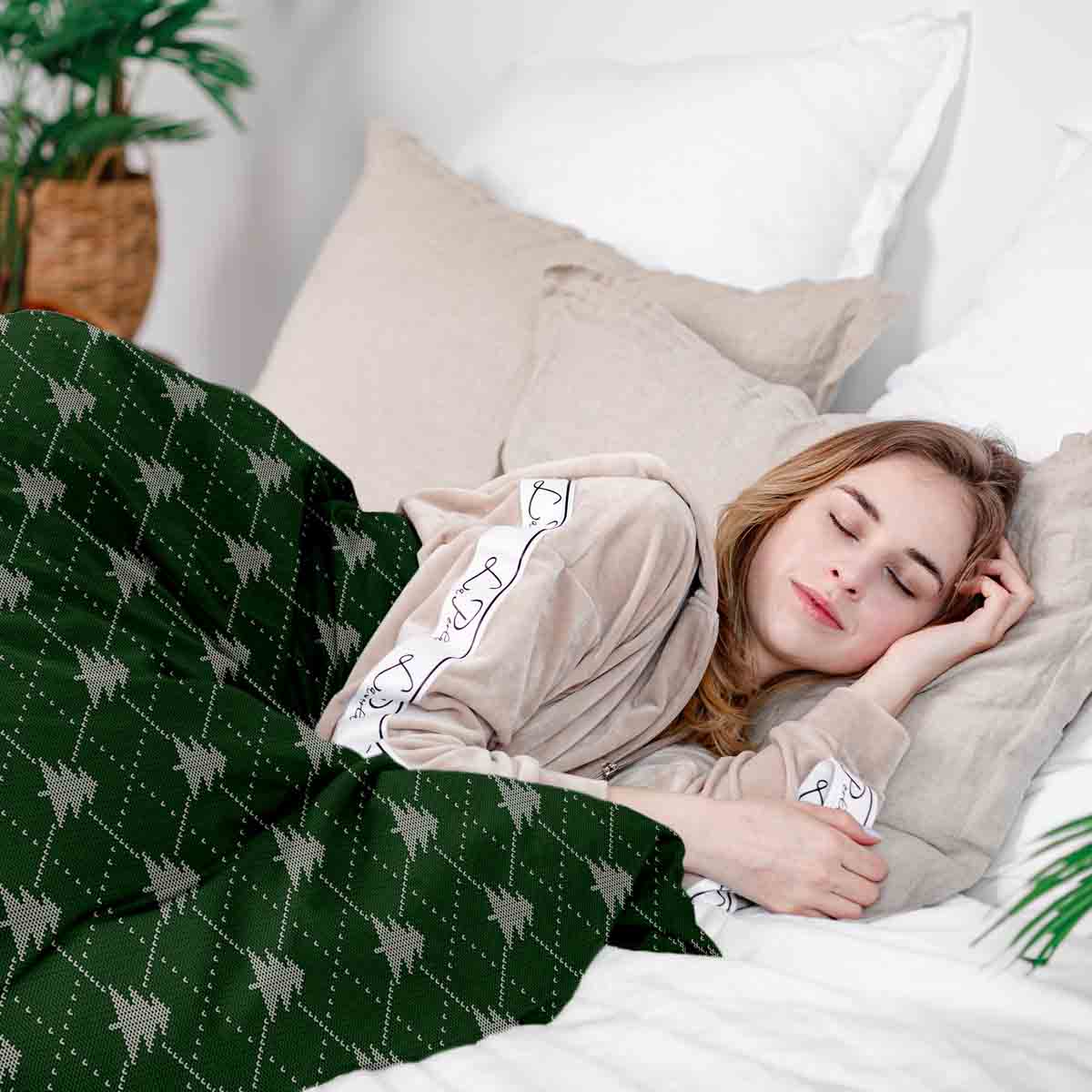 Original Therapiedecke - Ensemble de literie en coton Vert avec sapins