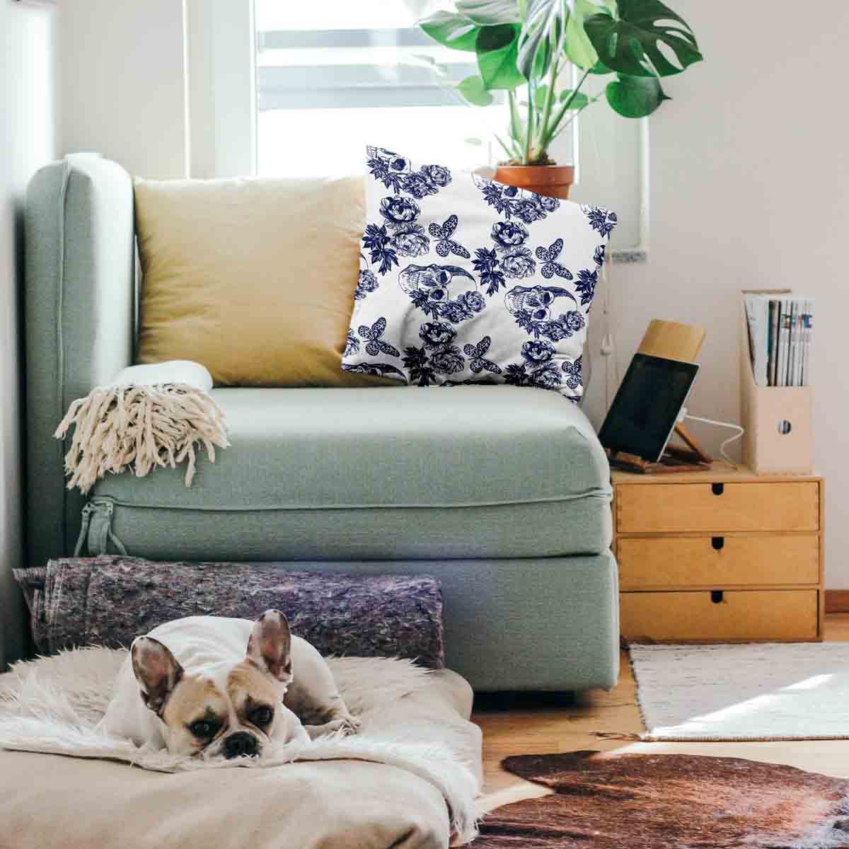 Coussin de santé Fleurs Crâne
