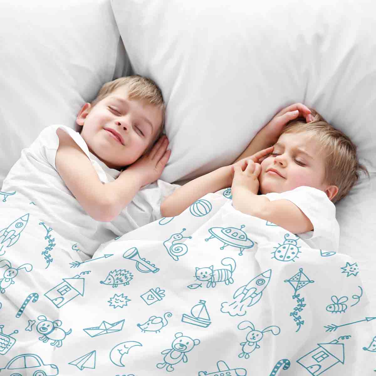 Couette thérapeutique Ensemble de literie blanc avec jouets
