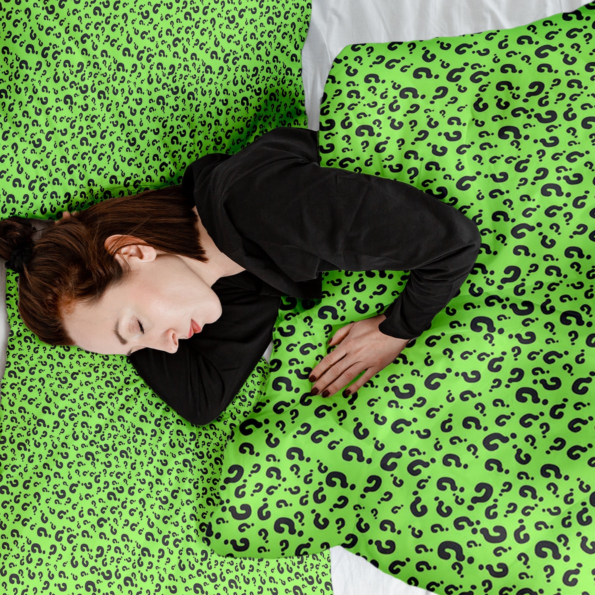 Couverture Thérapeutique Originale TD - Ensemble de Literie en Coton Vert Clair avec Points d'Interrogation
