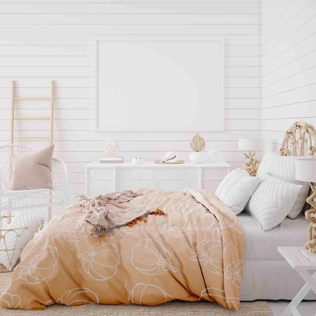 Original Therapiedecke - Ensemble de literie en coton orange avec citrouille