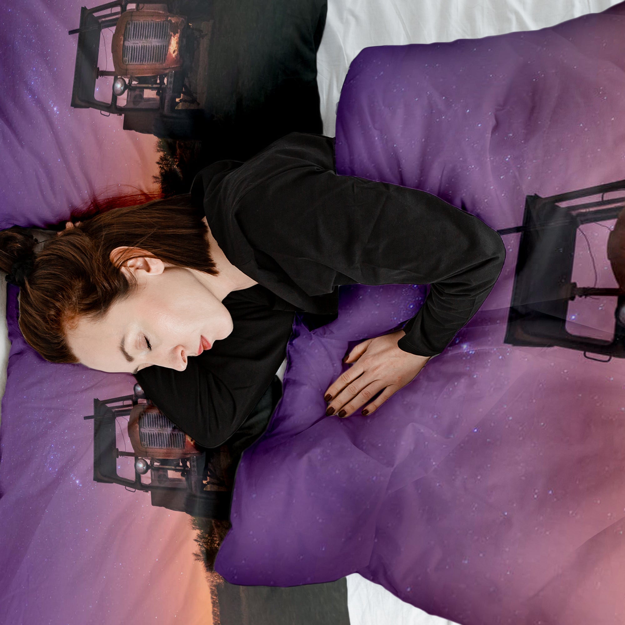 Couverture thérapeutique originale - Housse en coton violet avec tracteur