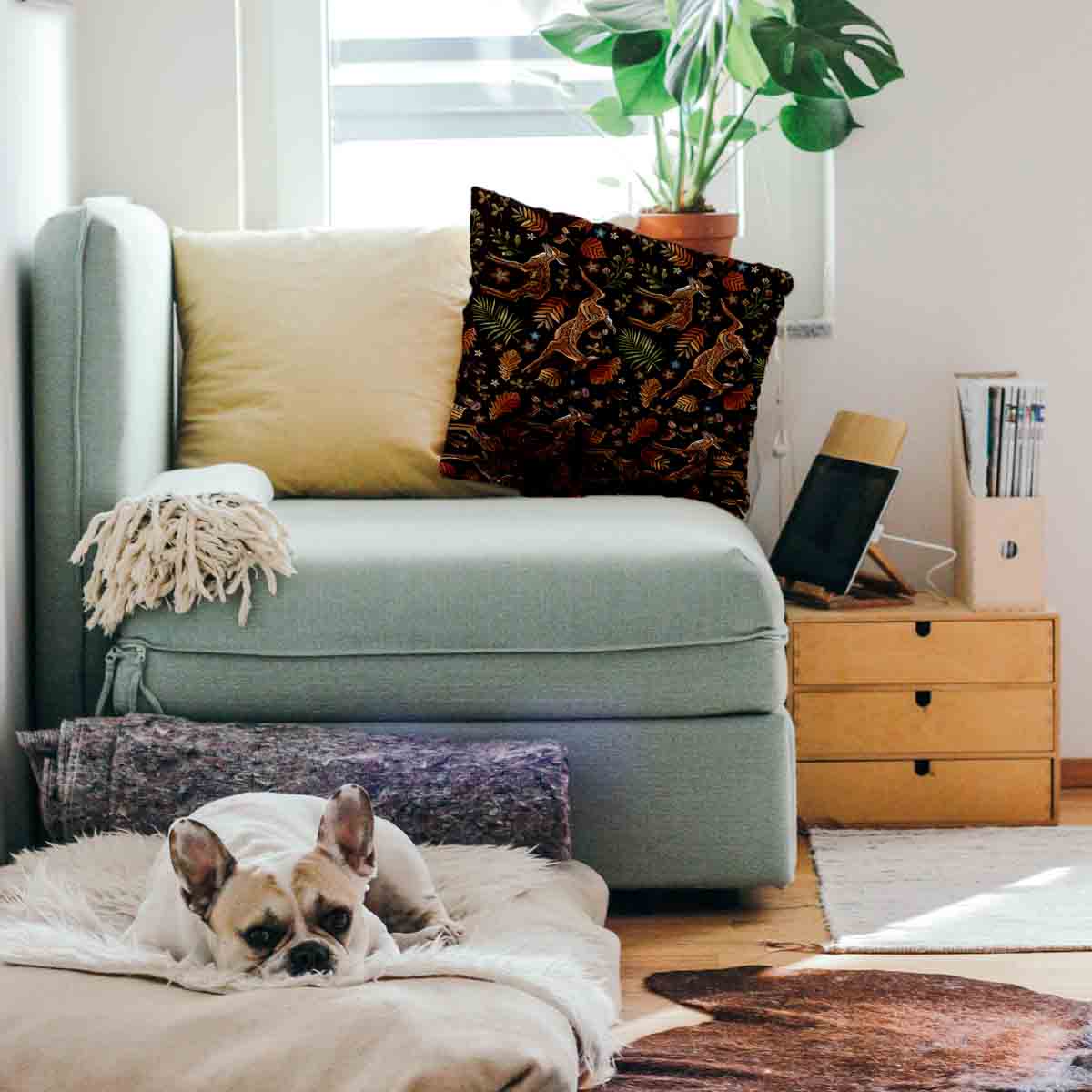 Coussin de santé brun avec chevreuil