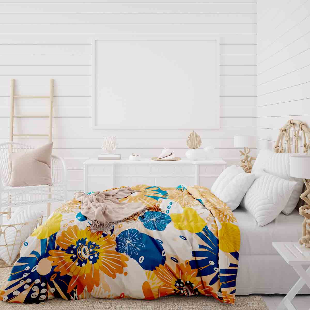 Original Therapiedecke - Ensemble de literie en coton avec fleurs de Gerbera