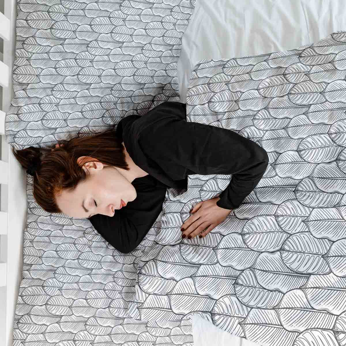 Original Therapiedecke - Ensemble de literie en coton TD gris avec feuilles d'érable