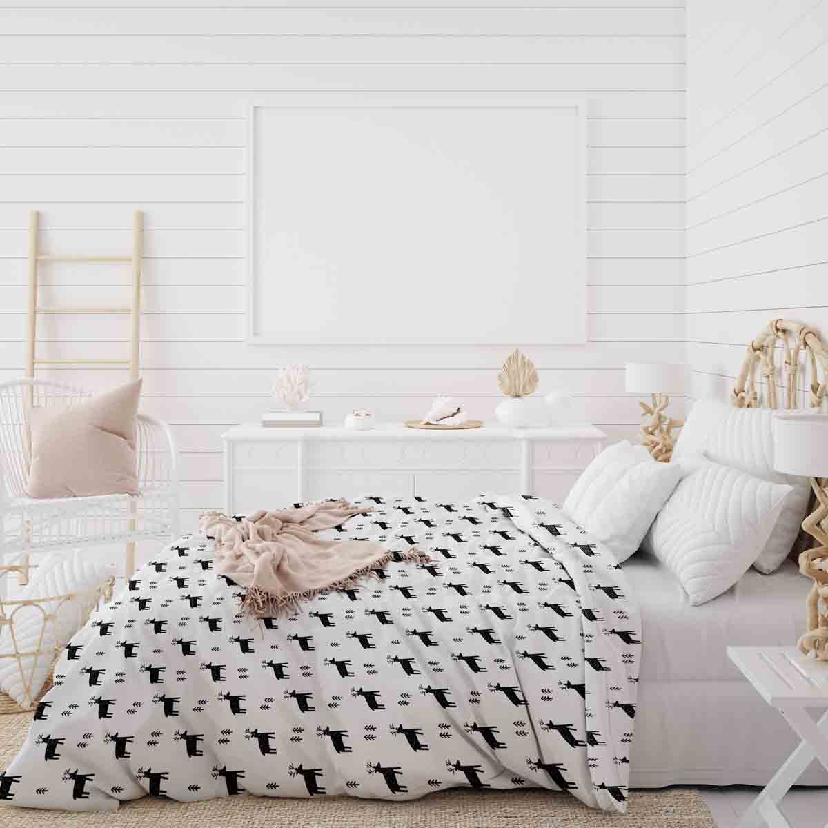 Couette de thérapie Ensemble de literie blanc avec rennes