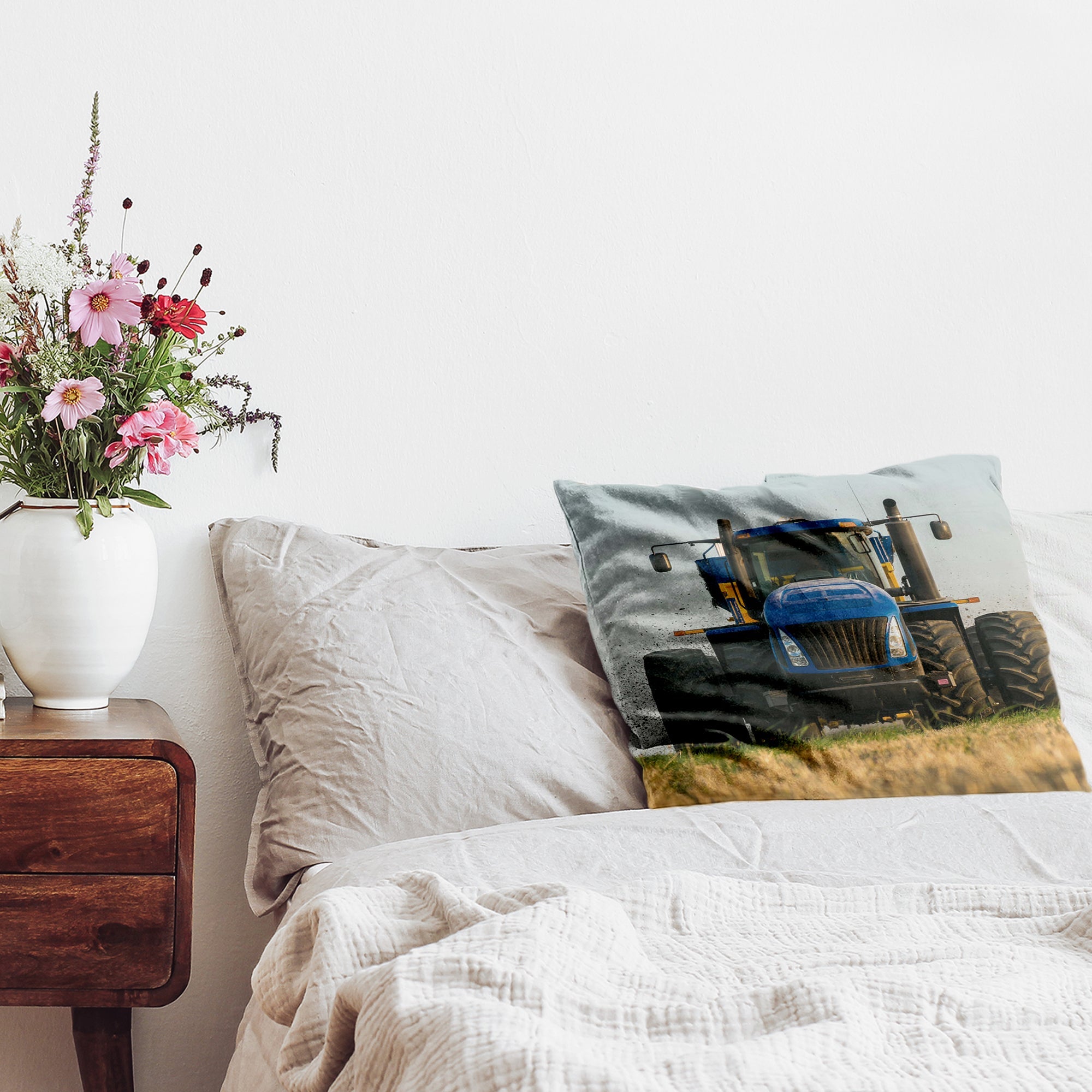 Coussin de santé tracteur en bleu