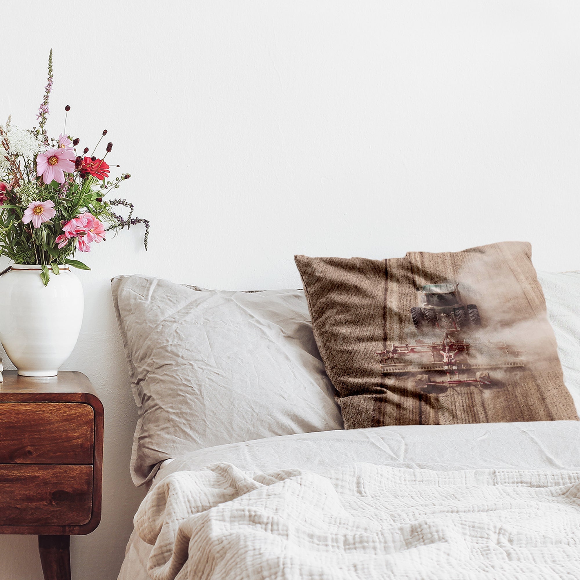 Coussin de santé tracteur dans la poussière