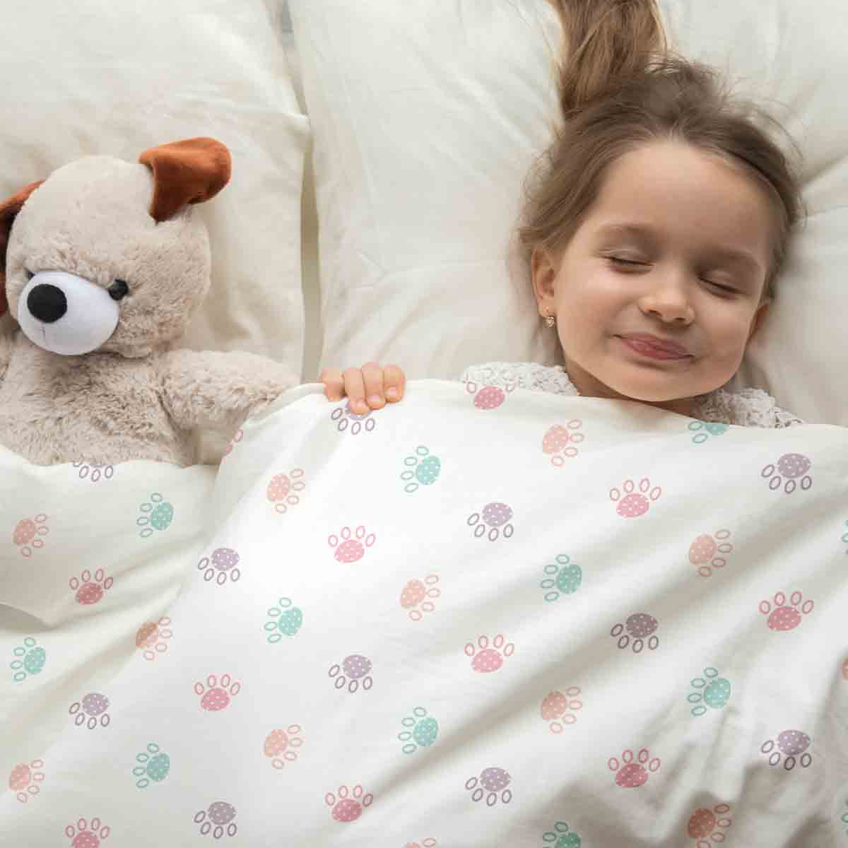 Couette thérapeutique Ensemble de literie blanc avec pattes colorées