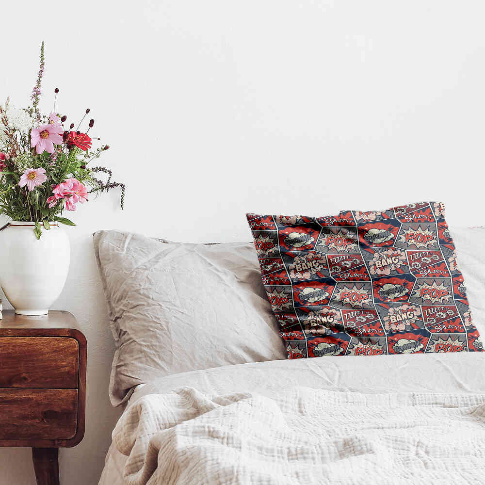 Coussin de santé rouge avec bande dessinée