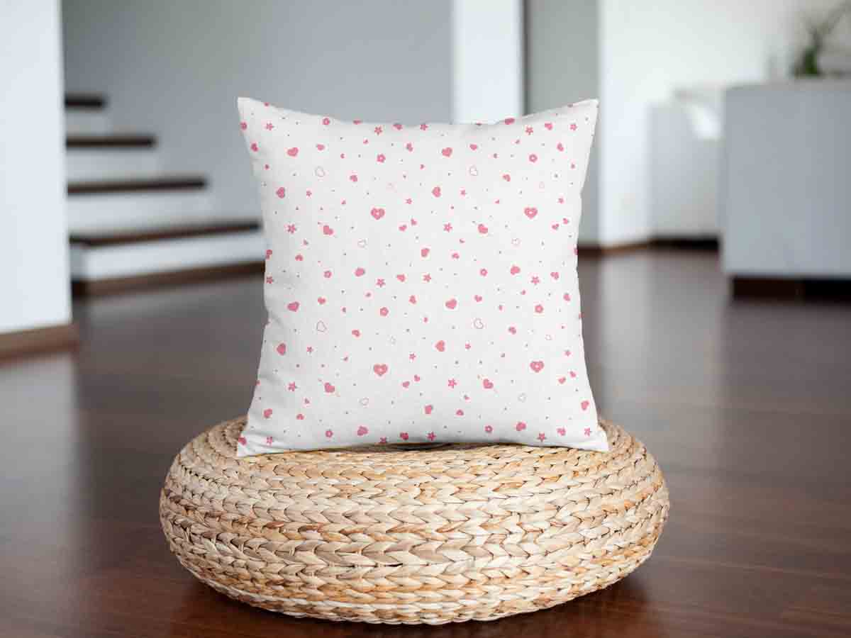 Coussin de santé rose cœurs et fleurs