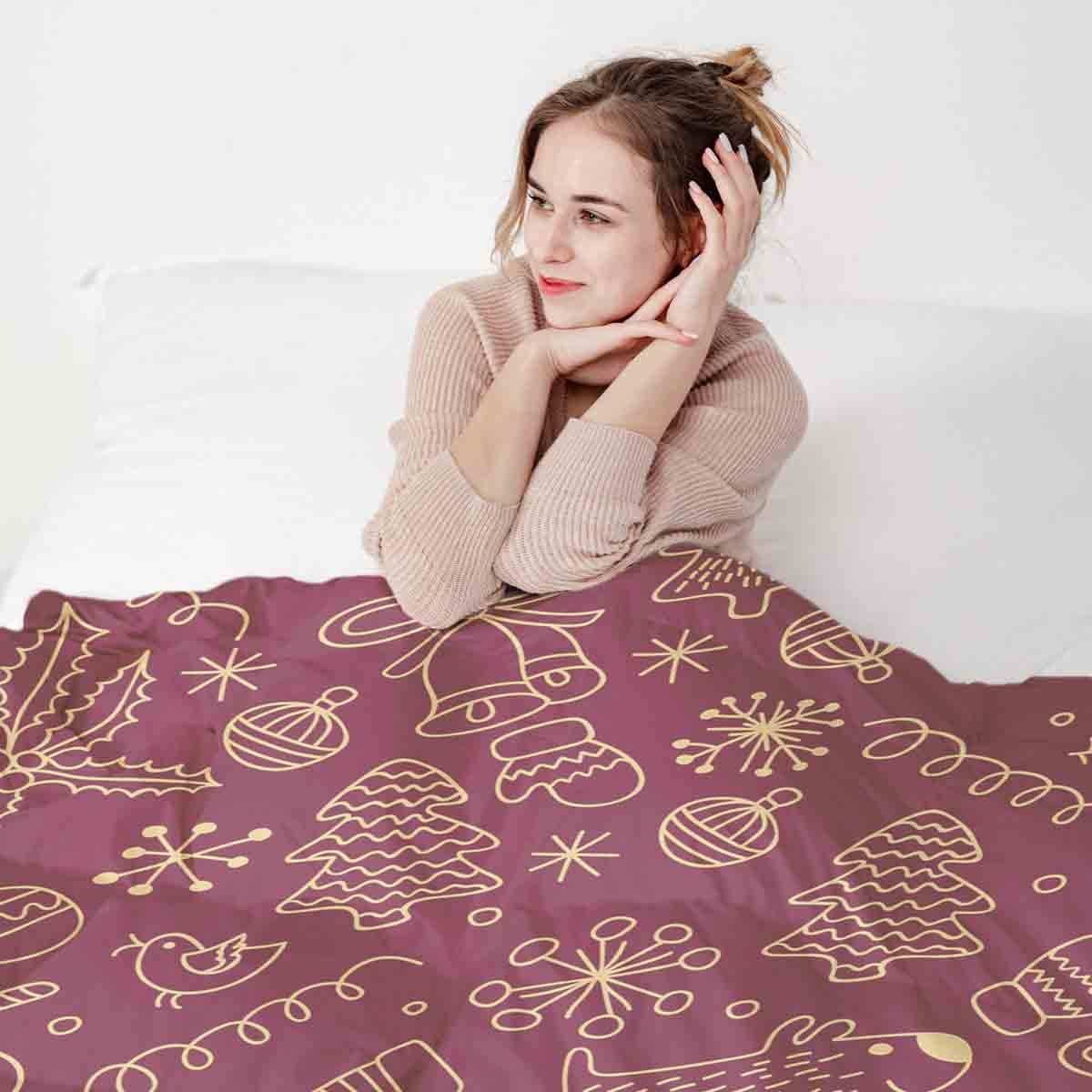 Original Therapiedecke - Ensemble de literie en coton Rouge avec motifs de Noël amusants
