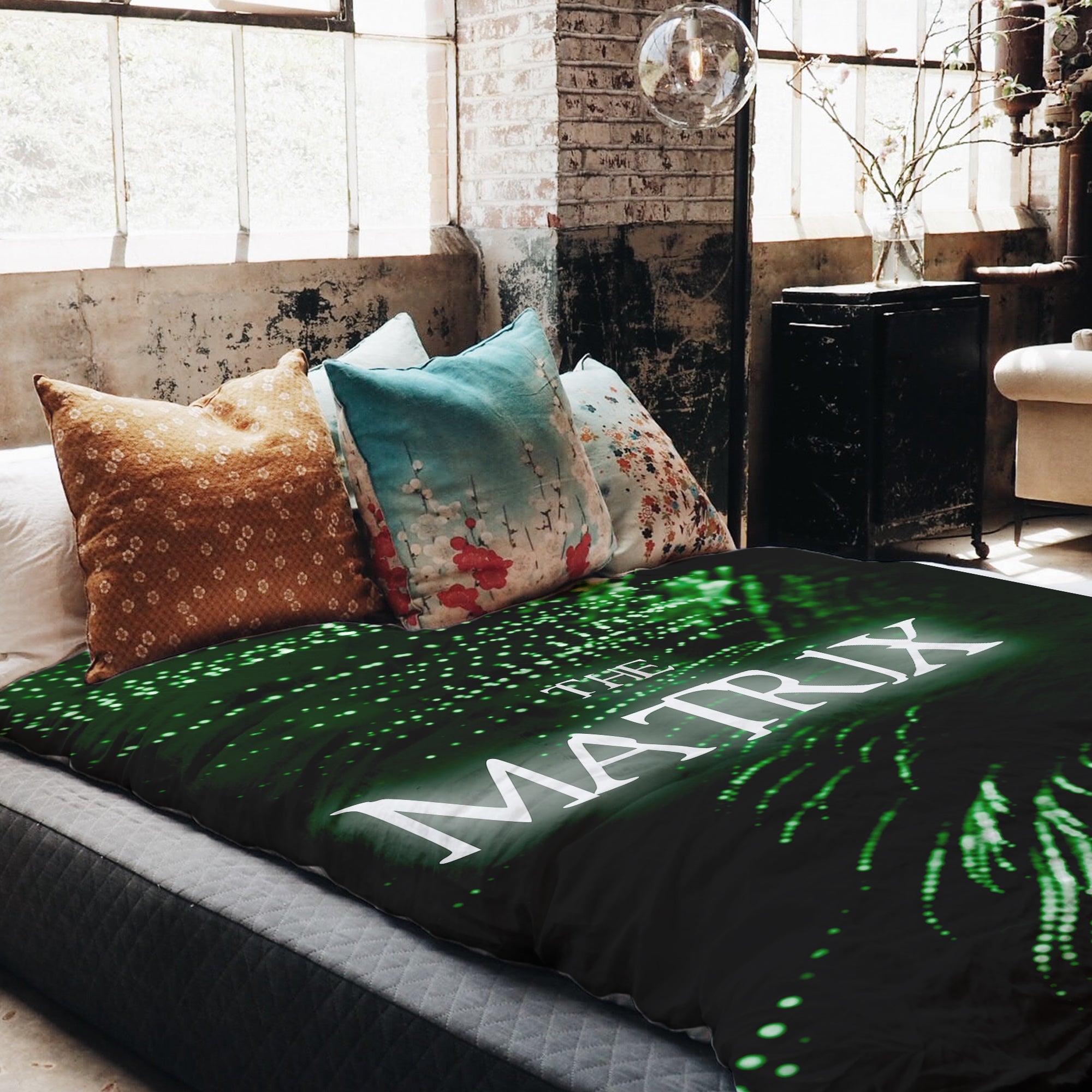 Couverture Thérapeutique Originale TD - Ensemble de Literie en Coton Vert The Matrix