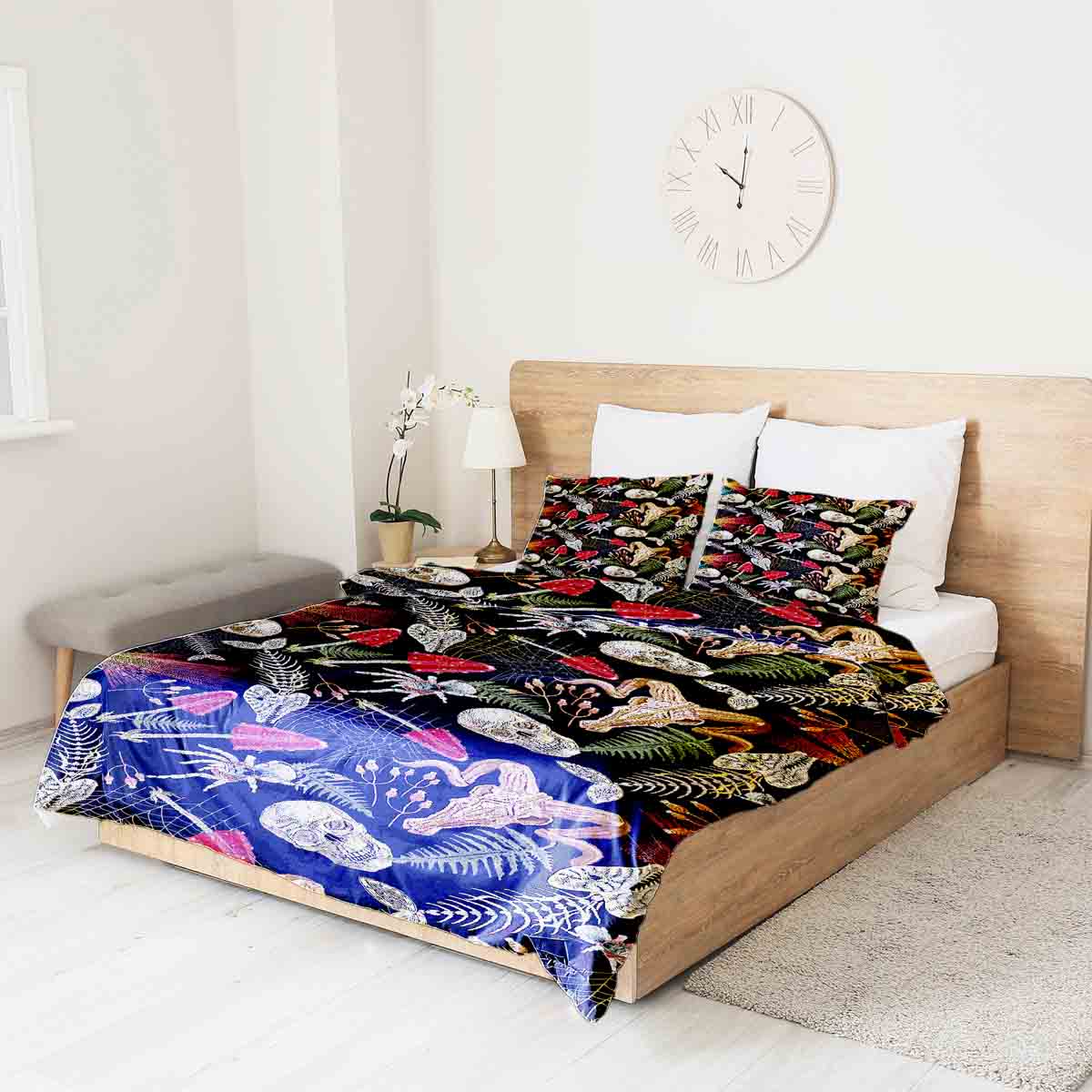 Original Therapiedecke - Ensemble de literie en coton squelette Halloween