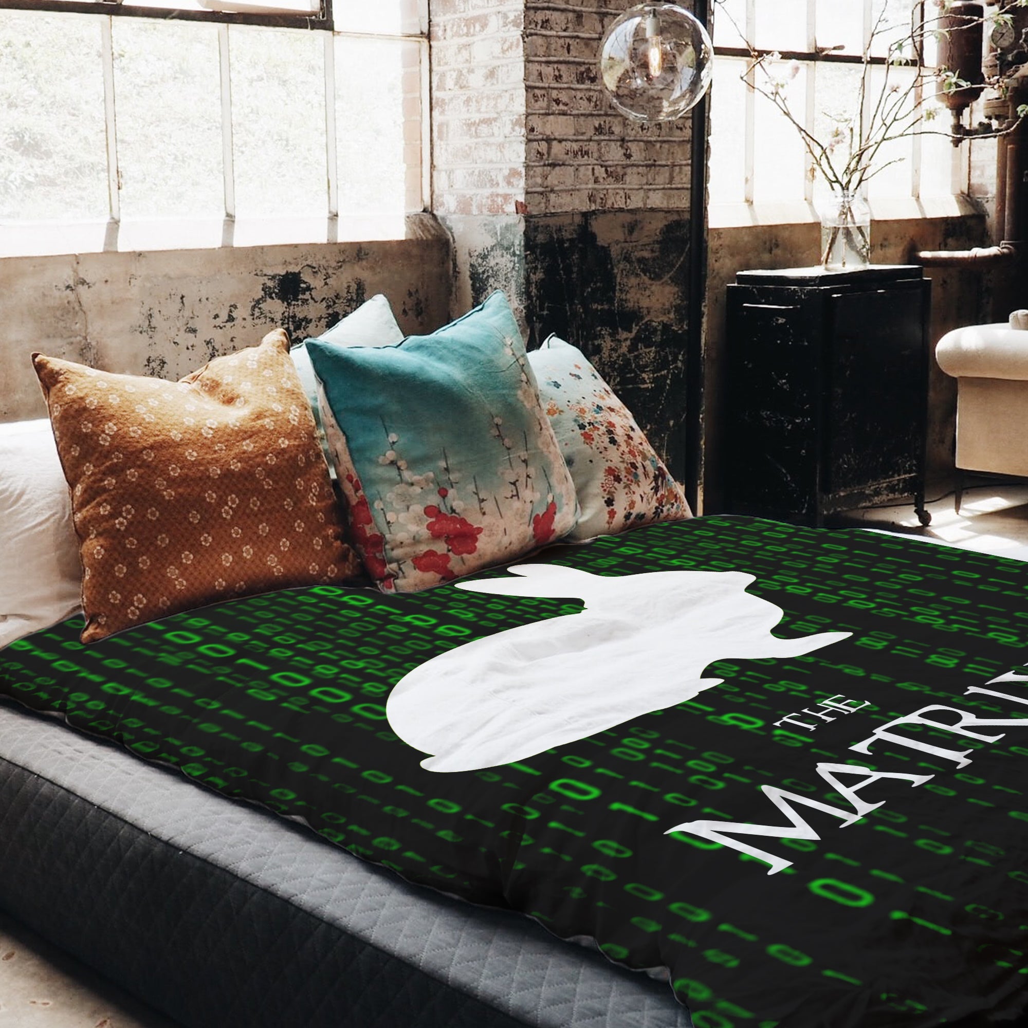 Couverture thérapeutique originale - ensemble de literie coton Matrix Code vert