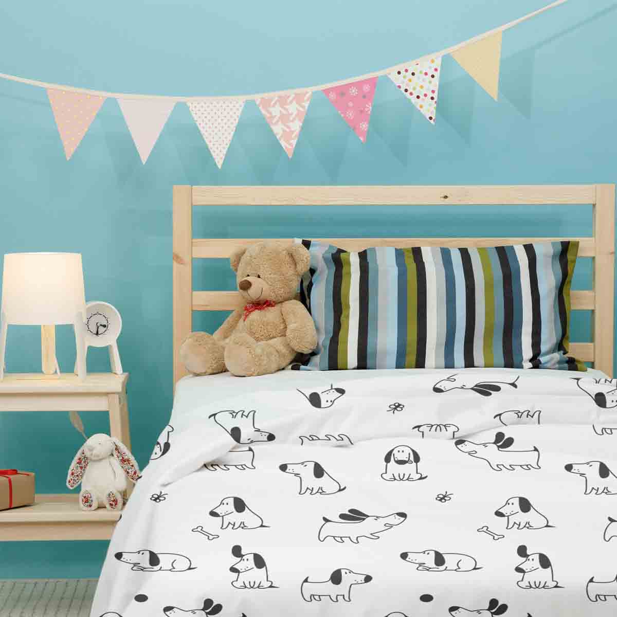 Ensemble de literie avec couverture thérapeutique blanc avec chiens