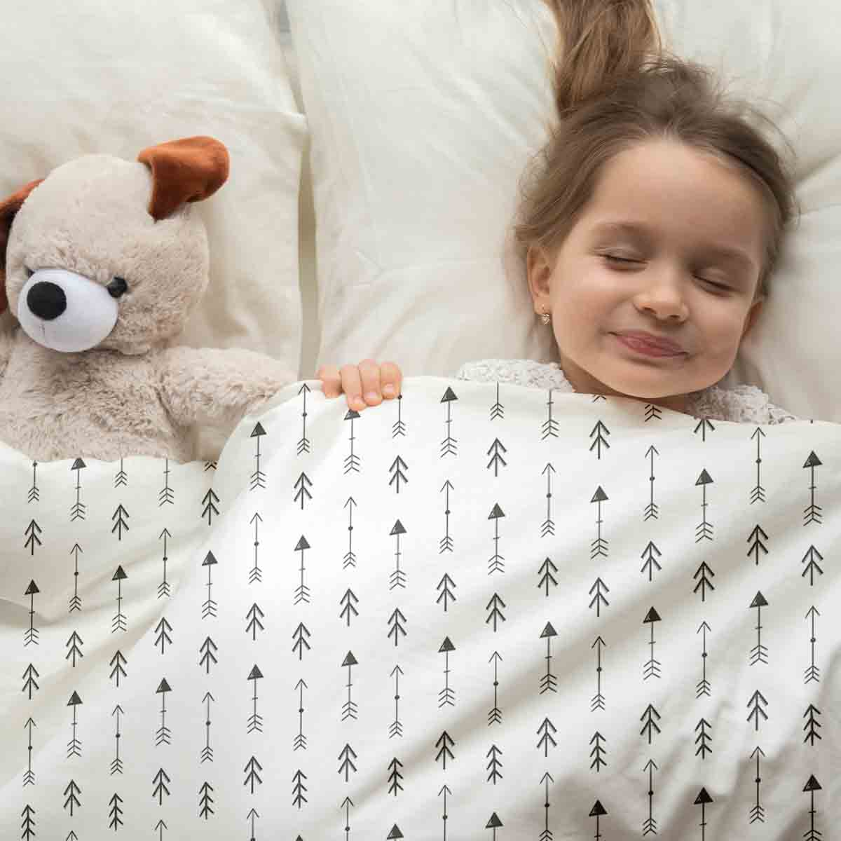 Couette de thérapie Ensemble de literie blanc avec de nombreuses flèches noires