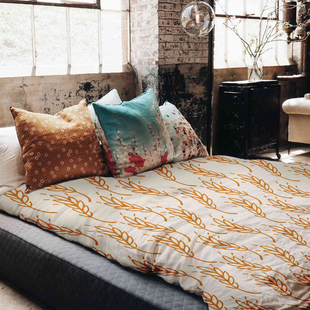 Couverture thérapeutique originale - Housse en coton blanc avec blé jaune