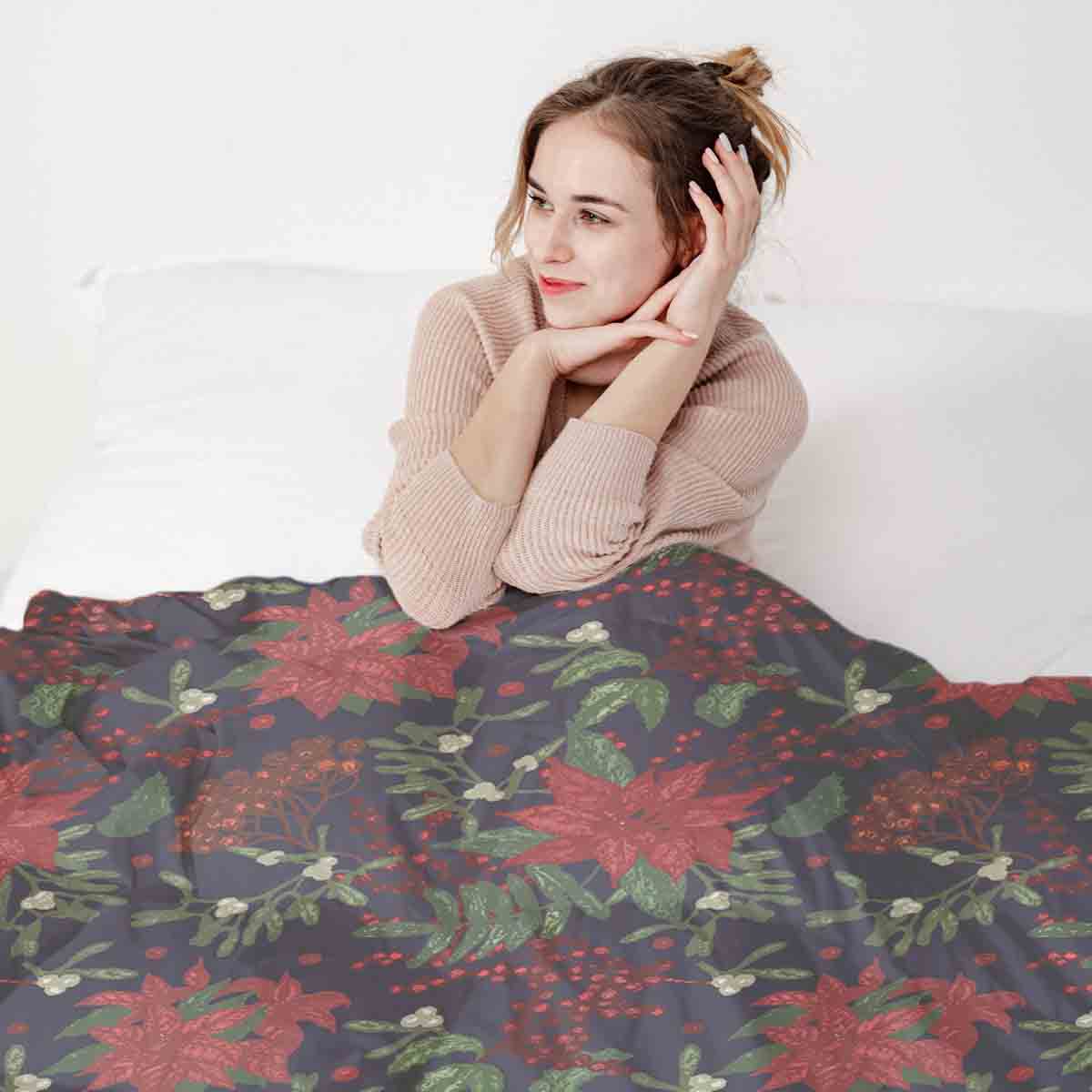 Original Therapiedecke - Ensemble de literie en coton avec poinsettia rouge