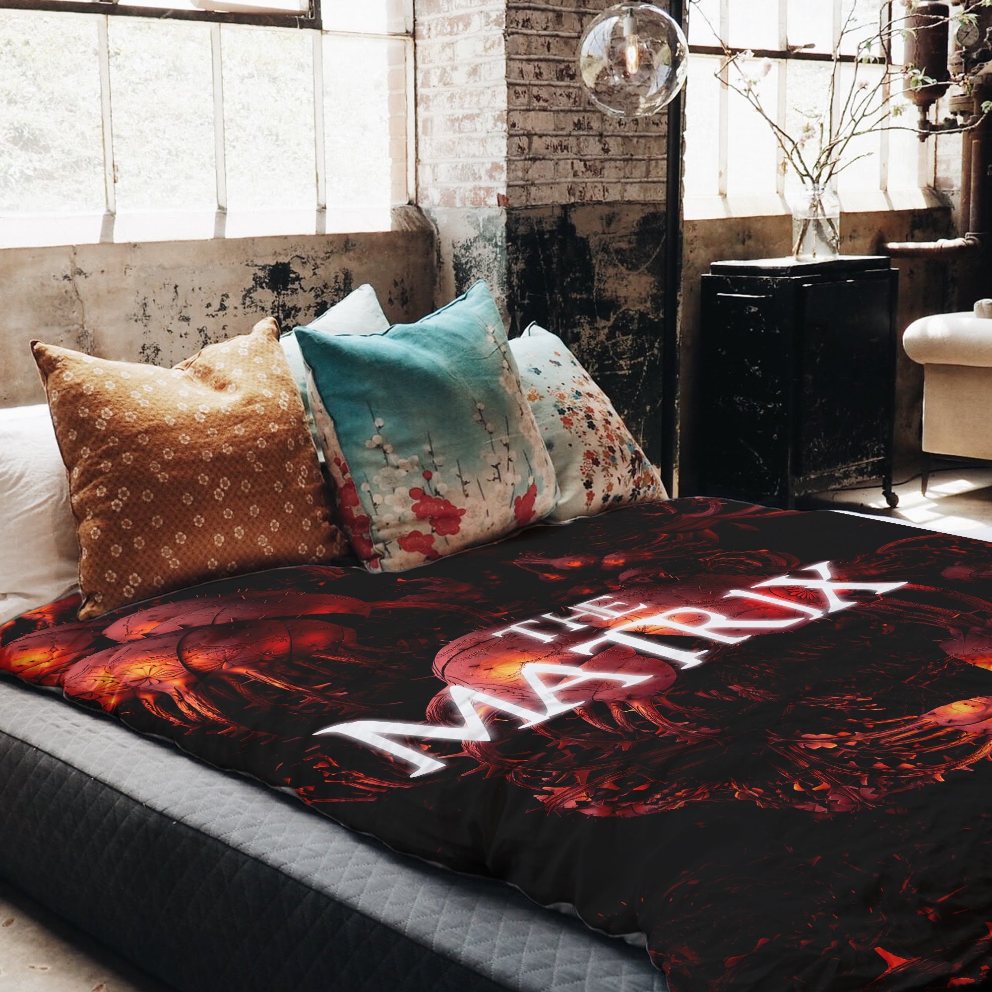 Couverture thérapeutique originale - Housse en coton rouge Inscription The Matrix