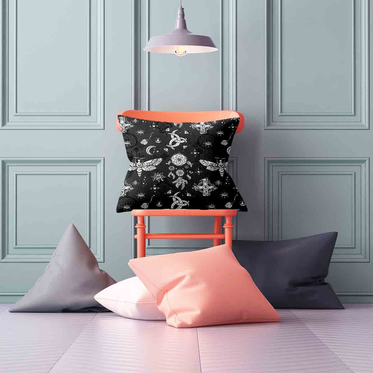 Coussin de santé noir libellule effrayante