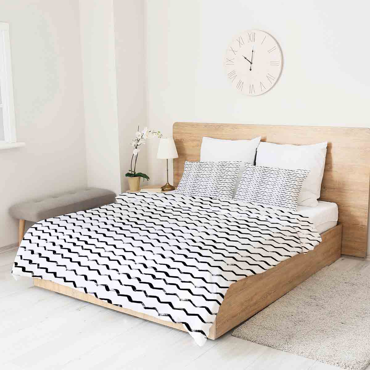 Couverture thérapeutique originale - Housse en coton blanc Zigzag