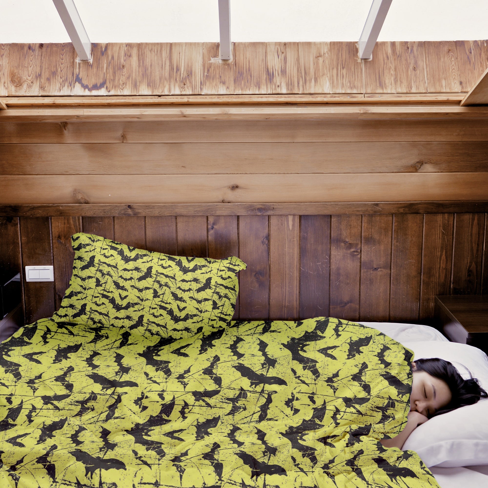 Couverture thérapeutique originale - Housse en coton jaune chauve-souris