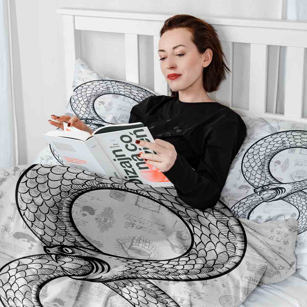 Original Therapiedecke - Ensemble de literie en coton avec Motif Serpent