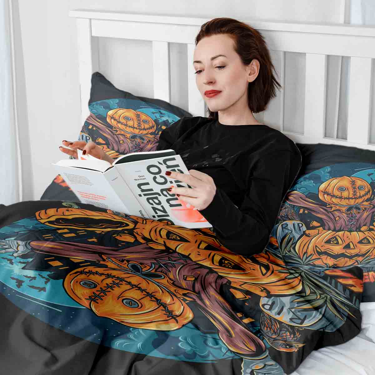 Original Therapiedecke - Ensemble de literie en coton Citrouille Halloween