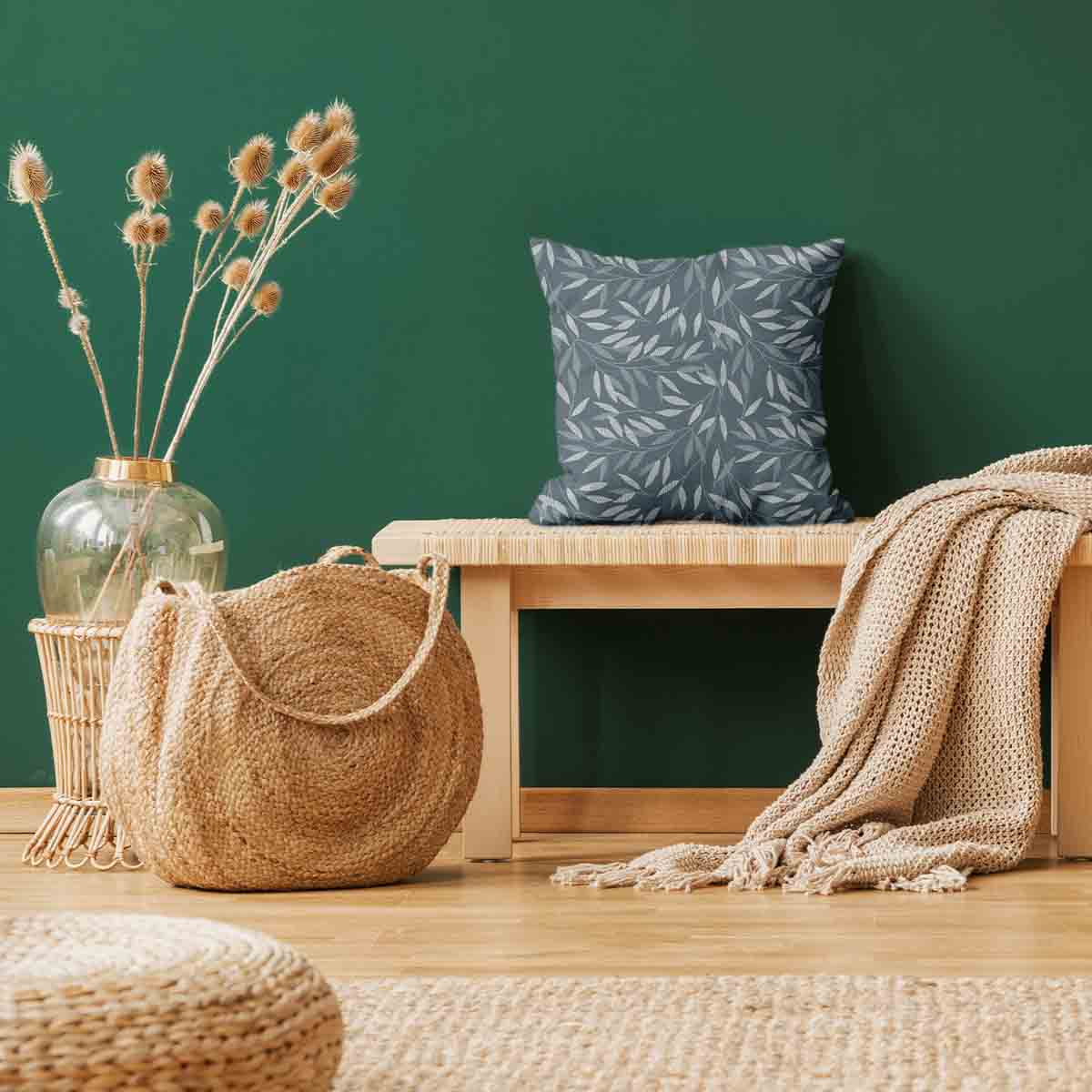 Coussin de santé avec des branches bleues