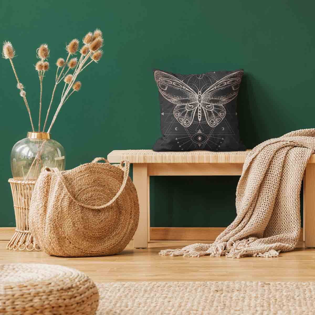 Coussin de santé noir avec papillon